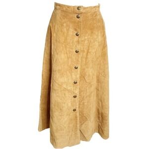Vtg FRONTIER Collection Brown  LEATHER Skirt Western Rodeo USA Small